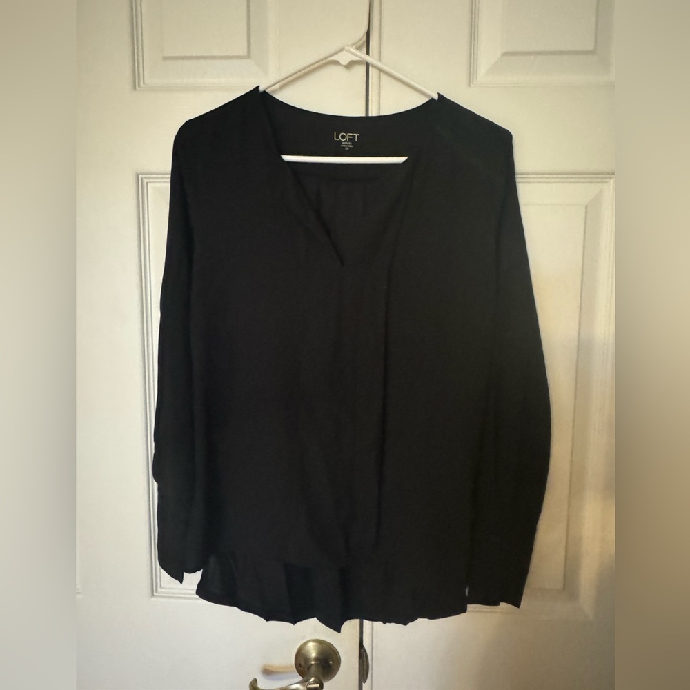LOFT long sleeve black blouse size XS